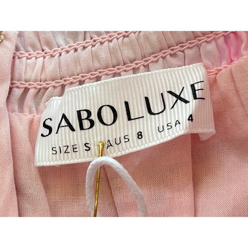 Sabo Luxe Jhene Midi Dress NWT Pink Eyelet Cloud Tie Dye Size 4 - Picture 7 of 9